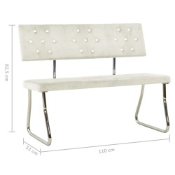 vidaXL Panca 110 cm in Velluto Bianco Crema