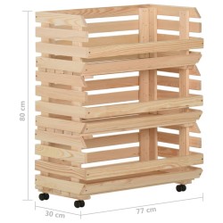 vidaXL Carrello Portaverdure 77x30x80 cm in Legno Massello di Pino