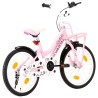 vidaXL Bici per Bambini con Trasportino Frontale 18'' Rosa e Nera 