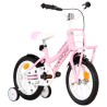 vidaXL Bici per Bambini con Trasportino Frontale 14'' Bianca e Rosa 