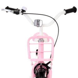 vidaXL Bici per Bambini con Trasportino Frontale 14'' Bianca e Rosa 