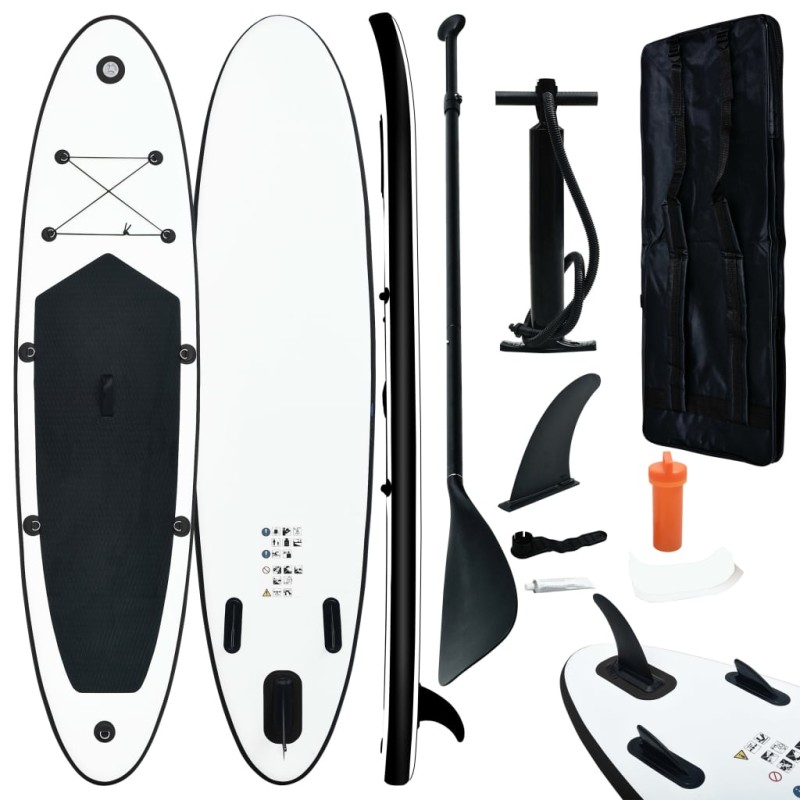 vidaXL Set Tavola Gonfiabile da SUP Nero e Bianco