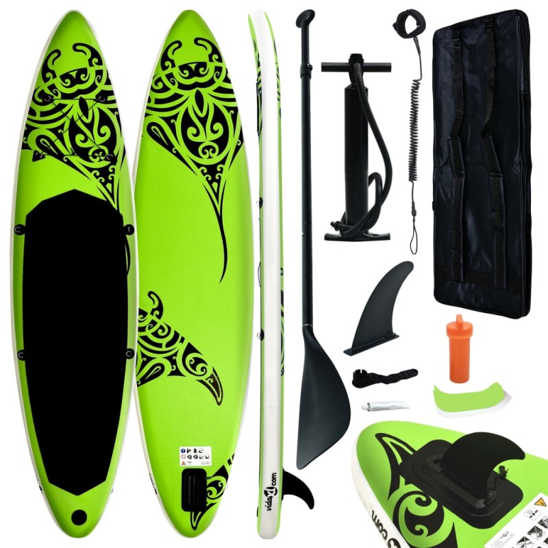 vidaXL Set Tavola Gonfiabile da SUP 366x76x15 cm Verde