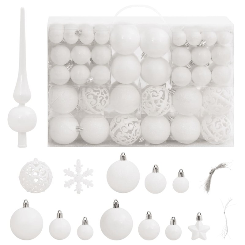 vidaXL Set Palline di Natale 111 pz Bianco in Polistirene