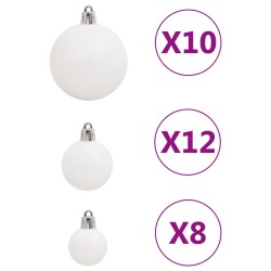 vidaXL Set Palline di Natale 111 pz Bianco in Polistirene