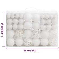 vidaXL Set Palline di Natale 111 pz Bianco in Polistirene