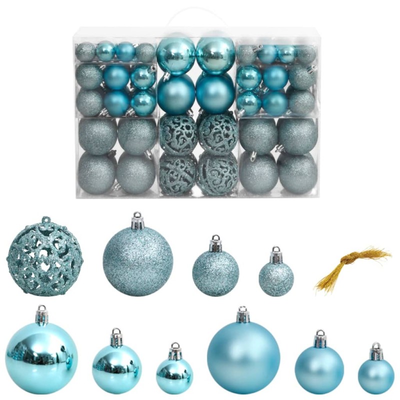 vidaXL Palline di Natale 100 pz Turchesi 3 / 4 / 6 cm