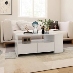    Tavolino da Salotto Bianco 102x55x42 cm Legno Legno ingegnerizzato