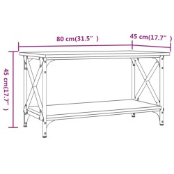 Tavolino Rovere Sonoma 80x45x45 cm in Legno Ingegnerizzato e Ferro