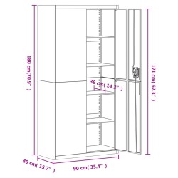 vidaXL Armadio Classificatore Bianco 90x40x180 cm in Acciaio