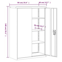 vidaXL Armadio Classificatore Nero 90x40x140 cm in Acciaio