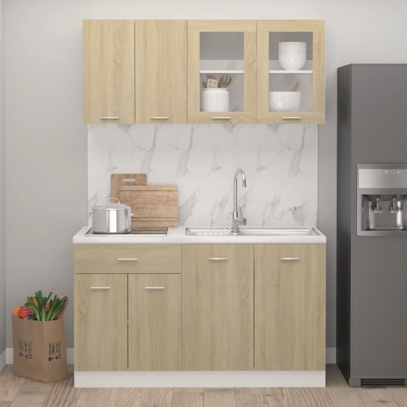 Set Armadi da Cucina 4 pz Rovere Sonoma in Truciolato