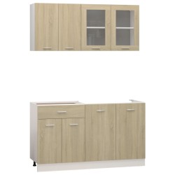 Set Armadi da Cucina 4 pz Rovere Sonoma in Truciolato