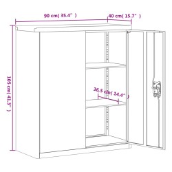 vidaXL Armadio Classificatore Antracite e Bianco 90x40x105 cm Acciaio