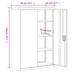 vidaXL Armadio Classificatore Bianco 90x40x140 cm in Acciaio