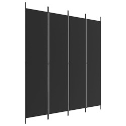 vidaXL Divisorio a 4 Pannelli Nero 200x220 cm in Tessuto