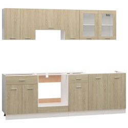 Set Armadi da Cucina 8 pz Rovere Sonoma in Truciolato