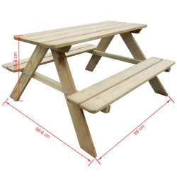    Tavolo da Picnic per Bambini 89 x 89,6 x 50,8 cm in Legno di Pino