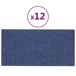 Pannelli Murali 12 pz Blu 30x15 cm Tessuto 0,54 m²