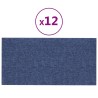 Pannelli Murali 12 pz Blu 30x15 cm Tessuto 0,54 m²