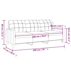 vidaXL Divano a 3 Posti Grigio 180 cm in Similpelle