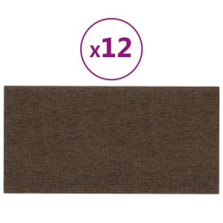 Pannelli Murali 12 pz Marrone 30x15 cm Tessuto 0,54 m²