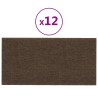 Pannelli Murali 12 pz Marrone 30x15 cm Tessuto 0,54 m²