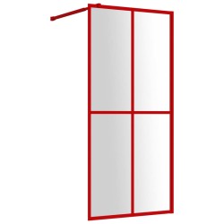 vidaXL Parete per Doccia Walk-in Vetro Trasparente ESG 100x195cm Rossa