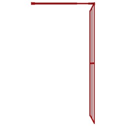 vidaXL Parete per Doccia Walk-in Vetro Trasparente ESG 100x195cm Rossa