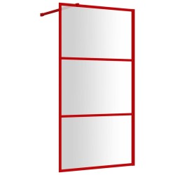 vidaXL Parete per Doccia Walk-in Vetro Trasparente ESG 100x195cm Rossa