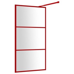 vidaXL Parete per Doccia Walk-in Vetro Trasparente ESG 100x195cm Rossa