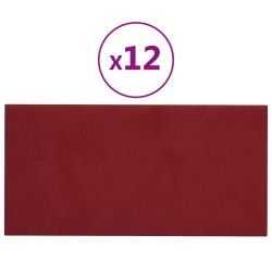    Pannelli Murali 12 pz Rosso Vino 30x15 cm Velluto 0,54 m²