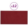    Pannelli Murali 12 pz Rosso Vino 30x15 cm Velluto 0,54 m²