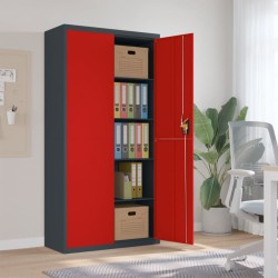 vidaXL Armadio Classificatore Antracite e Rosso 90x40x180cm in Acciaio