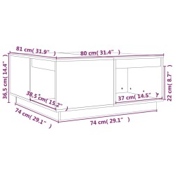    Tavolino da Salotto 80x81x36,5 cm in Legno Massello di Pino