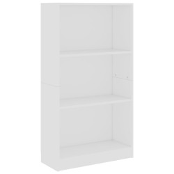    Libreria a 3 Ripiani Bianca 60x24x109 cm in Legno Ingegnerizzato