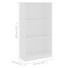    Libreria a 3 Ripiani Bianca 60x24x109 cm in Legno Ingegnerizzato