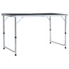 vidaXL Tavolo da Campeggio Pieghevole in Alluminio Grigio 120x60 cm