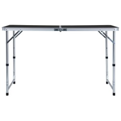 vidaXL Tavolo da Campeggio Pieghevole in Alluminio Grigio 120x60 cm