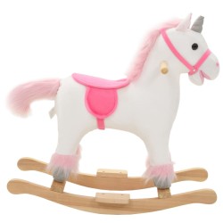 vidaXL Unicorno a Dondolo in Peluche 65x32x58 cm Bianco e Rosa