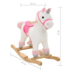 vidaXL Unicorno a Dondolo in Peluche 65x32x58 cm Bianco e Rosa