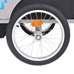 vidaXL Rimorchio da Bici per Bambini Grigio e Blu 30 kg