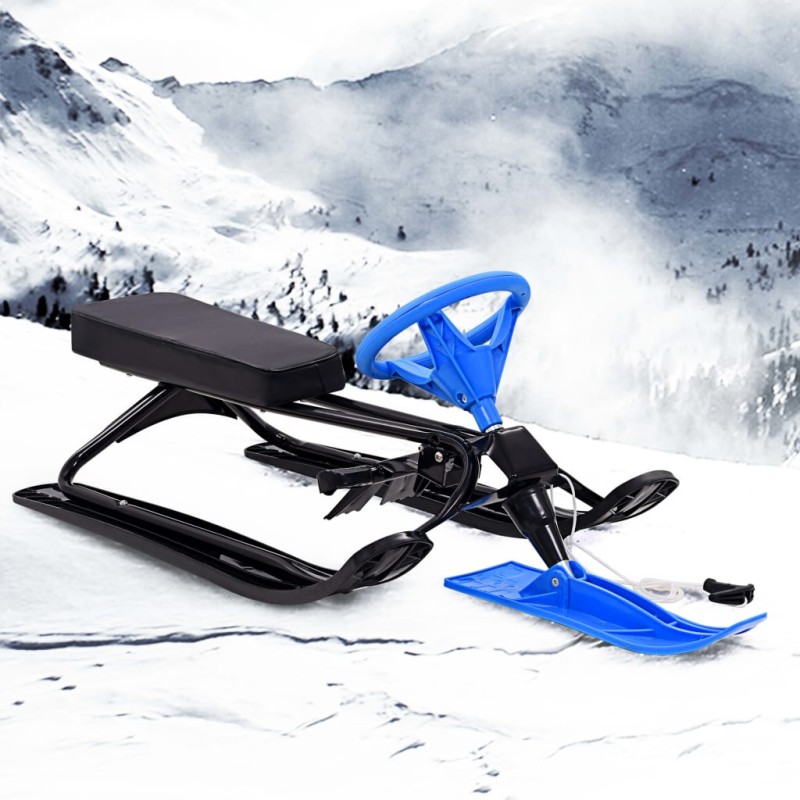 vidaXL Slittino da Neve con Volante Nero e Blu 