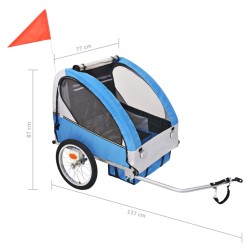 vidaXL Rimorchio da Bici per Bambini Grigio e Nero 30 kg