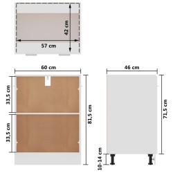    Armadio Inferiore Bianco 60x46x81,5 cm in Legno Ingegnerizzato