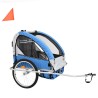 vidaXL Rimorchio da Bici per Bambini e Passeggino 2 in 1 Blu e Grigio