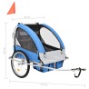 vidaXL Rimorchio da Bici per Bambini e Passeggino 2 in 1 Blu e Grigio