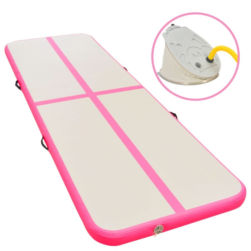 vidaXL Tappetino Ginnastica Gonfiabile con Pompa 500x100x10cm PVC Rosa