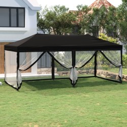 vidaXL Tenda per Feste Pieghevole con Pareti Laterali Nero 3x6 m