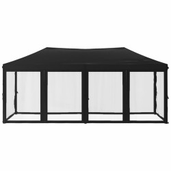 vidaXL Tenda per Feste Pieghevole con Pareti Laterali Nero 3x6 m